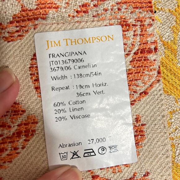 Jim Thompson FRANGIPANA Upholstery Fabric Sample Cotton Linen Viscose 36x26 in - Picture 8 of 16